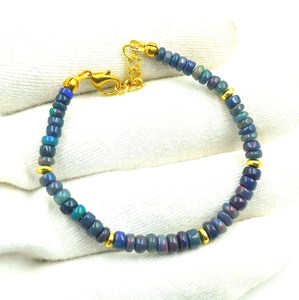 HAYAAT GEMS Black Opal Multi <b>Fire</b> Cabochon Bohemia Style 18K Gold Plated Imitation Pearl Beads Bracelet Gift for Her - Product Image 4