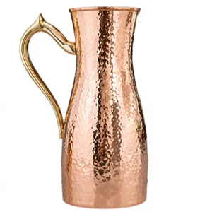 Pichet en cuivre martelé à la main de qualité supérieure, écologique et réutilisable, avec motif martelé traditionnel, idéal pour servir - Product Image 2