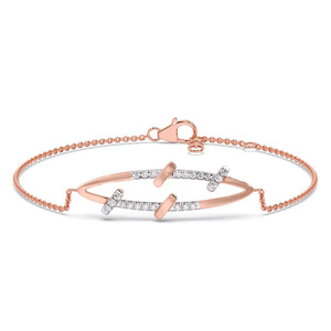 Interwoven Triangular Motif Diamond Link <b>Bangle</b> <b>Bracelet</b> - Product Image 4