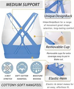 Soutien-gorge de sport respirant pour femme à compression avec coussinets amovibles et logo frontal pour un maintien élevé, idéal pour la course, le CrossFit et le yoga - Product Image 5