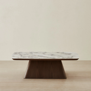 Marble Top Coffee Table – Premium <b>Wooden</b> Center Table for Home & Office Customizable Design Custom Shape Living Room - Product Image 1