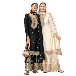 Lanzamiento del nuevo diseñador Party Wear Look Fancy Top-Dupatta y Sharara completamente cosido - Product Image 2