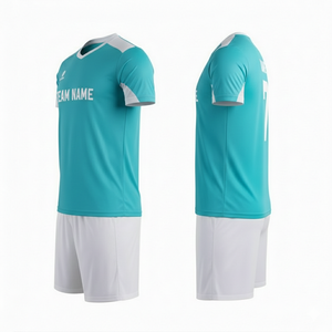 Custom Sublimated Soccer Jersey Set Men's Short Sleeve Team Name 7 Moisture Wicking <b>Polyester</b> All Seasons White Shorts - Product Image 4