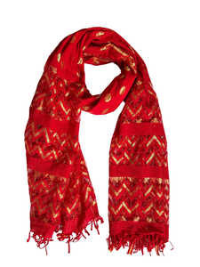 Dupatta Jacquard à imprimé feuille d'or rouge et à carreaux Kota Doria pour femme, léger, vêtement ethnique traditionnel, élégant, accessoire de mode stylé - Product Image 4