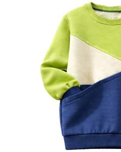 Sudadera Personalizada para Mujer en Verde Lima y Azul Marino, Cuello Redondo, Felpa Suave, Informal, para Invierno, con Detalle Bordado - Product Image 3