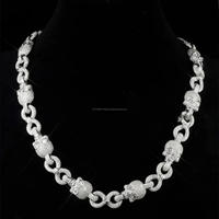 Cadena Cubana con Calaveras Iced Out de Plata de Ley 925 con Diamantes de Moissanita VVS, Joyería de Declaración Estilo Hip Hop Punk Rock para Hombre