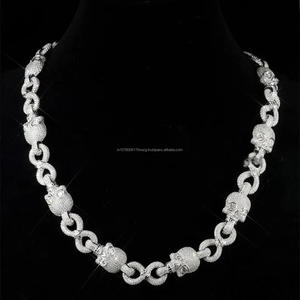 <b>Iced</b> Out Skull Cuban Link <b>Chain</b> 925 Sterling Silver with VVS Moissanite Diamond Hip Hop Punk Rock Statement Jewelry for Men - Product Image 1