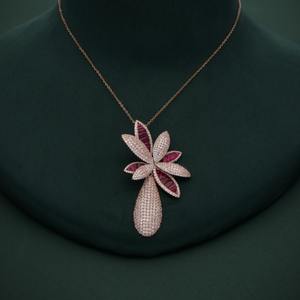 Collar con Colgante de Palmera con Diamantes Chapado en Oro Blanco de 14K AMBER JEWELS T-3180 para Mujer, Joyería Clásica de Regalo - Product Image 1