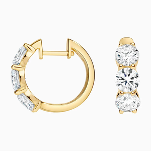 Pendientes de Aro de Oro Amarillo con Diamantes Redondos de Corte Brillante, Diamantes Cultivados en Laboratorio, Estilo Clásico, Joyería para Uso Diario de Mujer - Product Image 3