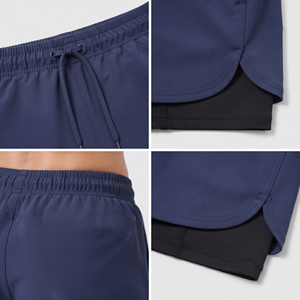 <b>Women's</b> Double Layer Athletic <b>Shorts</b> Drawstring Waist Yoga Workout <b>Compression</b> Inner Polyester <b>Shorts</b> Ladies Gym <b>Shorts</b> 2 in 1 - Product Image 6