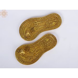 Fait à la main en laiton de 6 pouces Charan Paduka (Khadau) article de décoration de maison indien traditionnel pour cadeaux - Product Image 4