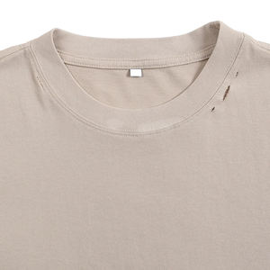 Camiseta Retro Urbana para Hombre al por Mayor, de Alta Calidad, 100% Algodón Pesado, con Letras Bordadas, Color Sólido, Lavado Nieve - Product Image 3