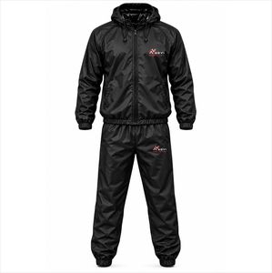Traje de Sauna con Capucha Negro Personalizado para Unisex, Ligero, Impermeable, Ropa Deportiva, Traje para Sudar, Entrenamiento Físico, Chándal - Product Image 1