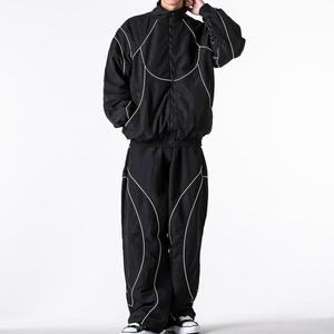 Conjunto Deportivo Reflectante para Hombre, Chaqueta Cortavientos Negra, Personalizable con Logotipo, de Poliéster Impermeable, Ecológico y Ligero, con Cierre - Product Image 1