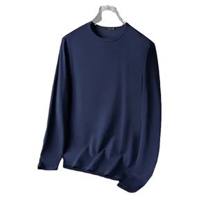 Camiseta básica ligera de manga larga para hombre, camisetas transpirables de algodón 100% con solapa para negocios y ropa de calle, estampado de Fitness - Product Image 1