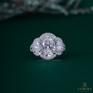Anillo de compromiso de diamantes de laboratorio de forma ovalada de 9.92 quilates, chapado en oro de 18 quilates sobre plata, con micro pavé, anillo de boda grande para mujer - Product Image 1
