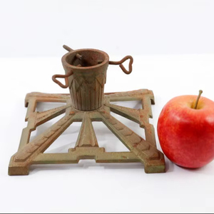 Square Christmas <b>tree</b> <b>stand</b>, cast iron Vintage rusted, country farm house deco, cottage core - Product Image 1