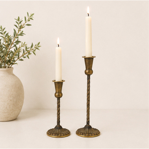 Juego de Portavelas Cónicos de Latón Antiguo con Base Retorcida, Candelabros de Metal Dorado Vintage para Centro de Mesa de Boda y Decoración de Hogar de Lujo - Product Image 6