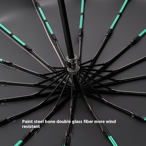 Parapluie pliant manuel haut de gamme à 32 baleines avec revêtement noir, grand format pour femme, double usage soleil et pluie, protection UV, fonction de suspension - Product Image 5