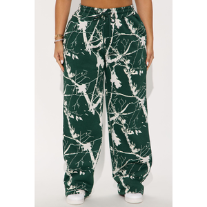 Ensemble sweat-shirt et pantalon pour femme, imprimé floral vert, style streetwear, manches longues, coupe ample, décontracté, tricoté, 2 pièces, 100% coton - Product Image 5