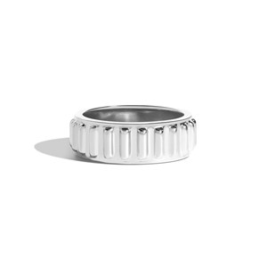 Wholesale 14k 18k Solid Gold 8mm Architectural Wedding <b>Rings</b> Minimalist Sculptural Textured Jewelry Bands For Men's Manufacturer - Product Image 3