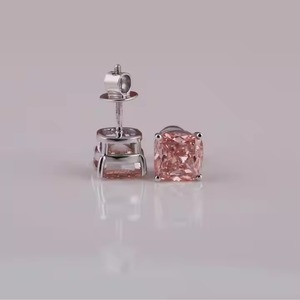 Luxury Moissanite Cushion Cut Diamond <b>Earrings</b> for Women Certified Brilliant Pink Stone Sustainable Fine Available - Product Image 6
