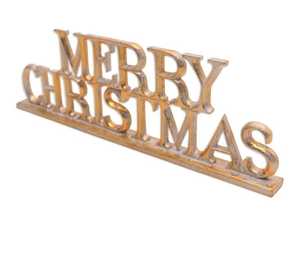 Decoración Navideña de Madera Dorada para Mesa, Adorno con Letras Talladas y Base para Decoración de Fiestas - Product Image 1