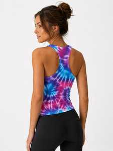 Women Sublimated Quick Dry Sporty <b>Tank</b> <b>Top</b> <b>Racerback</b> Crew Neck High Performance Cotton/polyester Breathable All Day Summer Wear - Product Image 4