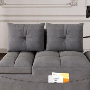 Divano Letto Moderno in Velluto Estraibile, Versatile Divano a 2 Posti Pieghevole con Schienale a U Regolabile e Imbottito - Product Image 2