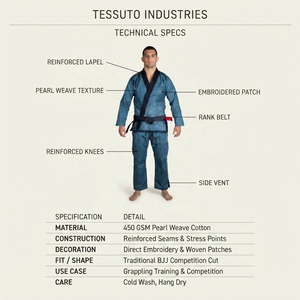 TESSUTO - Uniforme de Jiu Jitsu Brasileño Personalizado, Kimono de Artes Marciales para Hombre Adulto, Tejido de Perlas, Ropa de Combate - Product Image 6