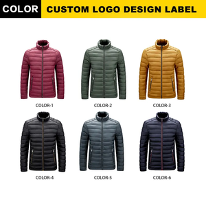 Veste matelassée personnalisée, couleur unie, col montant, fermeture éclair, imperméable, veste d'hiver pour homme, pour l'extérieur - Product Image 2