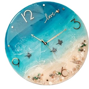 POURED Epoxy Resin <b>Wall</b> <b>Clock</b> Customized Size Modern Design Battery Operated Handmade Wedding Home <b>Decor</b> Furniture Best Quality - Product Image 2