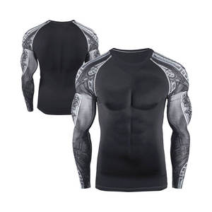 Men's <b>Black</b> Long Sleeve Rash Guard Quick Dry Spandex Polyester <b>Compression</b> <b>Shirt</b> Full Sleeve Sports Top - Product Image 5