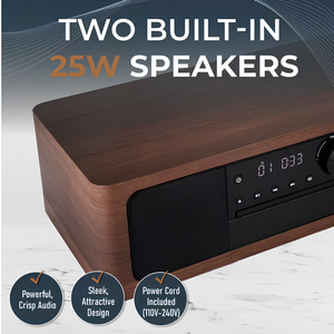 Stereo Shelf <b>System</b> with CD Player, Bluetooth, FM Radio, USB Playback, Optical In, 50W <b>Speakers</b>, Alarm Clock - Product Image 5