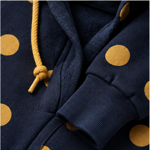Sudadera con Capucha Personalizada Azul Medianoche para Mujer, Estilo Túnica Holgada, con Puntos Discretos, Felpa de Algodón Reciclado WPHOOD-0012 - Product Image 6