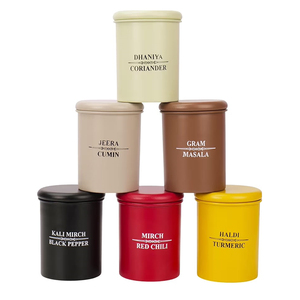 6 Piece Stainless Steel <b>Spice</b> <b>Jar</b> Set Printed Label Airtight Kitchen Storage Containers - Product Image 5