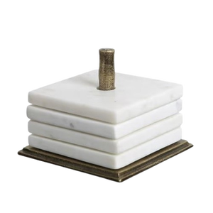 2025 Top vente marbre pierre Table décor sous-verres ensemble de 4 avec support nouveau Design prix de gros ustensiles de cuisine café sous-verre - Product Image 1