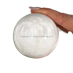 ลูกบอลสโคแลไซท์ธรรมชาติสีขาวหินคริสตัลบำบัดกึ่งมีค่าแกะสลักพลอยฮวงจุ้ยสำหรับการบำบัดแบบเรกิสำหรับการทำสมาธิแบบเรกิ - Product Image 1