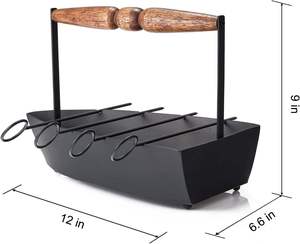 Grille de cuisson portable pour barbecue au charbon de bois, support pour brochettes de kebab, plateau de cuisson pour viande, pour camping en extérieur - Product Image 6