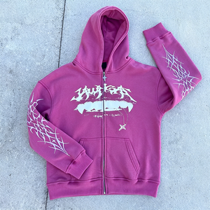 Wholesale Price 100% Cotton Premium Quality Streetwear Zipper Sweatshirt Customized Screen Printed Y2K <b>Zip</b>-<b>Up</b> <b>Hoodies</b> for Unisex - Product Image 2