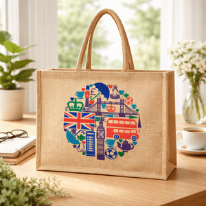 Reusable Eco-Friendly Jute Tote <b>Bag</b> with <b>Long</b> Rope Handle | Secure Zipper Closure | Custom Logo Printing for Promotional Bulk - Product Image 2