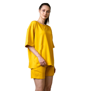 Conjunto de verano nuevo de 2 piezas para mujer, camiseta de manga corta con cuello redondo y pantalones cortos, 100% algodón. - Product Image 3