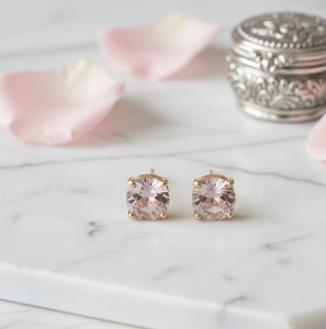 ต่างหูพลอยสีชมพูทรงกลม 10 มม. เงินแท้ 925 ชุบทอง 18K เรียบง่ายและมีสไตล์ เครื่องประดับมินิมอล - Product Image 5