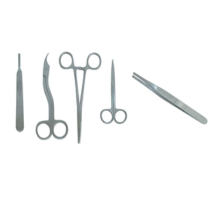 Professional Stainless Steel Surgical Instrument Kit Hemostat Forceps Scissors Tweezers Scalpel Handle Set in <b>Zipper</b> Case - Product Image 1