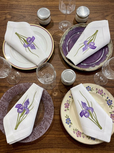 Servilleta de Tela de Algodón Reutilizable con Bordado de Orquídea Morada, Servilleta de Mesa Personalizable para Decoración de Mesa en Eventos de Boda y Hogar - Product Image 2