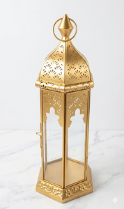 Gold Metal Handmade Eco-Friendly Ramadan Lantern Cutout Hanging Candle Holder Portable Decor for Home Wedding Garden - Product Image 4