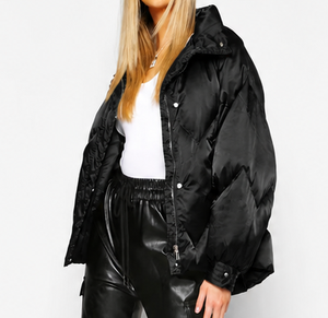 Custom Men Women's Oversized Satin Puffer Jacket Winter Quilted <b>Bubble</b> <b>Coat</b> Lightweight Fashion Padded Jacket OEM Private Label - Product Image 4
