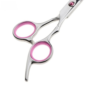 Tijeras Profesionales de Acero Inoxidable para Cabello, Punta Afilada, para Diestros, Mango Largo, Uso en Salón, No Plegables, Mango Rosa, para Entresacar - Product Image 4