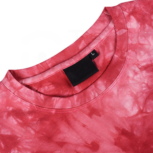 Camiseta de Punto Tie-Dye para Hombre, Casual, de Manga Corta, Cuello Redondo, con Diseño Rojo, Corte Regular - Product Image 4