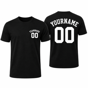 T-shirt rouge personnalisé pour hommes, avec nom et numéro imprimés, manches courtes, col rond, style jersey décontracté, coupe régulière, 100% coton - Product Image 2